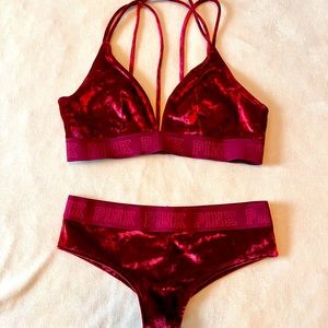 PINK velvet top and bottom set